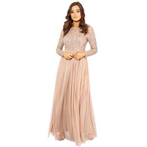 Maya Deluxe Women's Maya Taupe Blush Embellished Long Sleeve Maxi Dress Bridesmaid, 10 Maya Deluxe Women's Maya Taupe Blush Embellished Long Sleeve Maxi Dress Bridesmaid, 10
