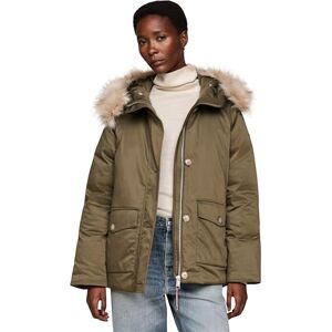 Tommy Hilfiger Women’s Padded Parka with Fur and Button Placket, Multicolor (Army Green), M Tommy Hilfiger Women’s Padded Parka with Fur and Button Placket, Multicolor (Army Green), M