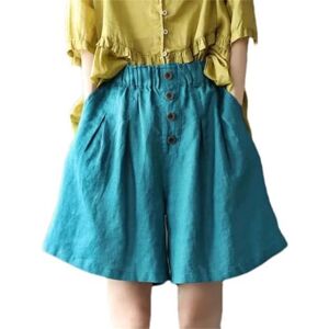 JXQXHCFS Summer Loose Shorts Women Elastic Waist Casual High Waist Pants Blue M