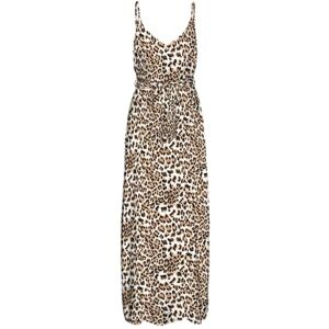 VERO MODA Women's Vmeasy Joy Slit Maxi V-Neck Dress WVN Ga, Tan/AOP: Leo, XS VERO MODA Women's Vmeasy Joy Slit Maxi V-Neck Dress WVN Ga, Tan/AOP: Leo, XS