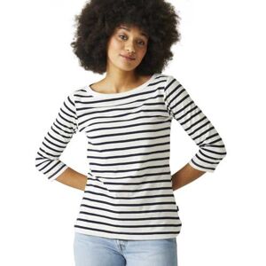 Regatta Women's Bayletta-Top Da Donna Con Maniche A 3/4 T-Shirt, White/Navy Blue, 10 Regatta Women's Bayletta-Top Da Donna Con Maniche A 3/4 T-Shirt, White/Navy Blue, 10