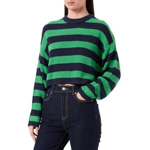 ONLY Women's Onlmalavi KNT Noos L/S Cropped Pullover Sweater, Navy Blazer/Stripes: Wide/Green bee, L ONLY Women's Onlmalavi KNT Noos L/S Cropped Pullover Sweater, Navy Blazer/Stripes: Wide/Green bee, L