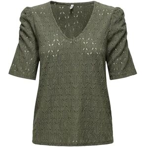 ONLY Women's Onlrosa S/S V-Neck Puff Top JRS T-Shirt, Brown, M ONLY Women's Onlrosa S/S V-Neck Puff Top JRS T-Shirt, Brown, M