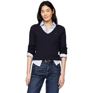 Tommy Hilfiger Women's V-Neck Jumper, Blue (Desert Sky), XXL Tommy Hilfiger Women's V-Neck Jumper, Blue (Desert Sky), XXL
