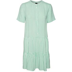 VERO MODA Women's Vmbumpy SS Short Dress WVN Noos, Snow White/Stripes: Jade Cream, S VERO MODA Women's Vmbumpy SS Short Dress WVN Noos, Snow White/Stripes: Jade Cream, S