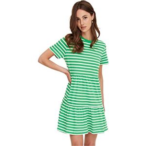 ONLY Women's Onlmay S/S O-Neck Peplum Dress Box JRS Dress, Kelly Green/Stripes: Cloud Dancer (Dina), M ONLY Women's Onlmay S/S O-Neck Peplum Dress Box JRS Dress, Kelly Green/Stripes: Cloud Dancer (Dina), M