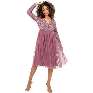Maya Deluxe Womens Ladies Wedding Guest Midi Dress Long Sleeve Plunging Neckline V Neck Sequin Embellished Prom Graduation Bride Desert Rose Size 8 Maya Deluxe Womens Ladies Wedding Guest Midi Dress Long Sleeve Plunging Neckline V Neck Sequin Embellished Prom Graduation Bride Desert Rose Size 8