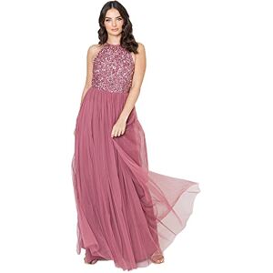 Maya Deluxe Women's Ladies Bridesmaid Maxi Dress Halter Neck Sequin Embellished Prom Graduation Wedding, Desert Rose, 8 Maya Deluxe Women's Ladies Bridesmaid Maxi Dress Halter Neck Sequin Embellished Prom Graduation Wedding, Desert Rose, 8