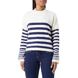 VERO MODA Women's VMHURRICANE LS O-Neck Pullover GA BF Sweater, Birch/Stripes:W. Astral Aura, M VERO MODA Women's VMHURRICANE LS O-Neck Pullover GA BF Sweater, Birch/Stripes:W. Astral Aura, M