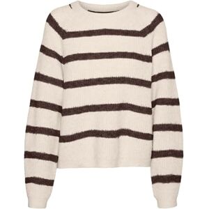 VERO MODA Women's Vmasta LS O-Neck Jumper Ga Noos Sweater, Birch/Stripes: Bracken, L VERO MODA Women's Vmasta LS O-Neck Jumper Ga Noos Sweater, Birch/Stripes: Bracken, L