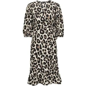 ONLY Women's Onlolivia 3/4 Wrap Midi Dress WVN Noos, Cloud Dancer/AOP: Hula Leo, XS ONLY Women's Onlolivia 3/4 Wrap Midi Dress WVN Noos, Cloud Dancer/AOP: Hula Leo, XS
