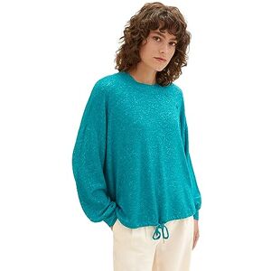 TOM TAILOR Women's Cosy Long-Sleeved Shirt with Drawstring, 32402-ever Green Melange, S TOM TAILOR Women's Cosy Long-Sleeved Shirt with Drawstring, 32402-ever Green Melange, S