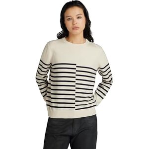 G-STAR Women's Broken Stripe Jumper , Beige/khaki (antique white D24489-D563-G286), L G-STAR Women's Broken Stripe Jumper , Beige/khaki (antique white D24489-D563-G286), L