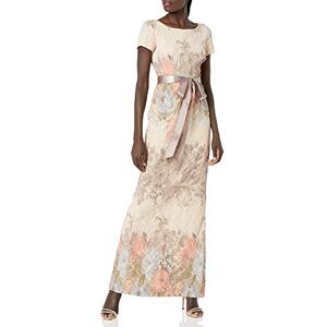 Adrianna Papell Women's Short-Sleeve Floral Matteleasse Column Gown Special Occasion Dress, Blush Multi, 16 Adrianna Papell Women's Short-Sleeve Floral Matteleasse Column Gown Special Occasion Dress, Blush Multi, 16