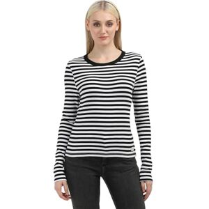 Calvin Klein Women’s Long Sleeve Round Neck Woven Rib Top, Multicolor (Ck Black/Bright White Stripe), XXS Calvin Klein Women’s Long Sleeve Round Neck Woven Rib Top, Multicolor (Ck Black/Bright White Stripe), XXS