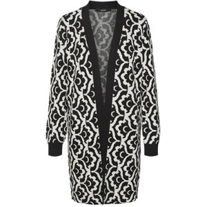 VERO MODA Women's Vmnancy Ls Open Cardigan Boo Sweater, Black/Detail: w. Birch Flower Print, S VERO MODA Women's Vmnancy Ls Open Cardigan Boo Sweater, Black/Detail: w. Birch Flower Print, S