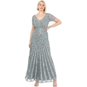 Maya Deluxe Womens Maxi Ladies Embellished Sequin Long Short Sleeve V Neck High Empire Waist Cut Shiny Prom Wedding Bridesmaid Dress Misty Green Size 22 Maya Deluxe Womens Maxi Ladies Embellished Sequin Long Short Sleeve V Neck High Empire Waist Cut Shiny Prom Wedding Bridesmaid Dress Misty Green Size 22