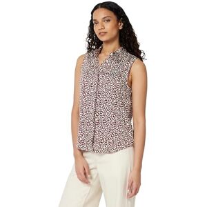 Amazon Essentials Women's Regular-Fit Sleeveless Button-Down Blouse, Ivory Burgundy Abstract Animal, L Amazon Essentials Women's Regular-Fit Sleeveless Button-Down Blouse, Ivory Burgundy Abstract Animal, L