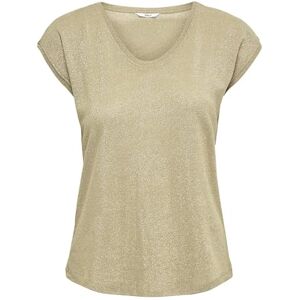 ONLY NOS Women's Onlsilvery S/s V Neck Lurex Top JRS Noos T-Shirt, Gold (Gold Colour Colour), Small ONLY NOS Women's Onlsilvery S/s V Neck Lurex Top JRS Noos T-Shirt, Gold (Gold Colour Colour), Small