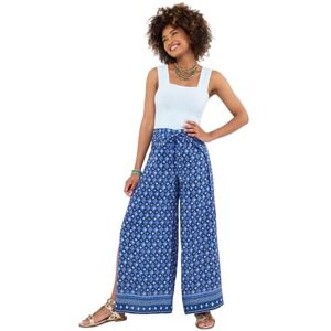 Joe Browns Women's Fashion Lightweight Geo Border Print Tie Waist Trousers, Oversized Fit, Blue, UK 16 Joe Browns Women's Fashion Lightweight Geo Border Print Tie Waist Trousers, Oversized Fit, Blue, UK 16