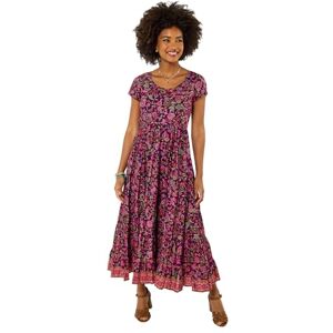 Joe Browns Women's Border Print Cotton Midi Dress, Regular, Purple, UK 12 (Petite) Joe Browns Women's Border Print Cotton Midi Dress, Regular, Purple, UK 12 (Petite)