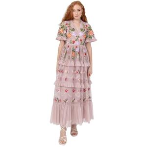 Maya Deluxe Women's Ladies Midi Dress V-Neck Short Sleeve Floral Embroidered Ruffle Lace Tulle Tiered A-line for Wedding Guest Prom, Blush Pink, 10 Maya Deluxe Women's Ladies Midi Dress V-Neck Short Sleeve Floral Embroidered Ruffle Lace Tulle Tiered A-line for Wedding Guest Prom, Blush Pink, 10
