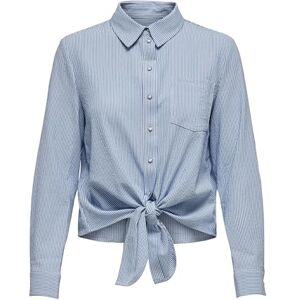 ONLY Women's ONLLECEY LS Stripe Knot DNM Shirt NOOS Blouse, Cloud Dancer/Stripes:Medium Blue, XL ONLY Women's ONLLECEY LS Stripe Knot DNM Shirt NOOS Blouse, Cloud Dancer/Stripes:Medium Blue, XL