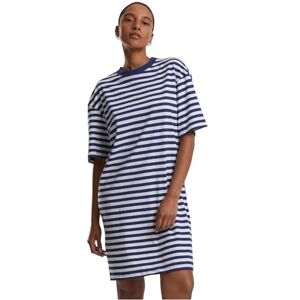 Urban Classics Women's Ladies Oversized Striped Tee Dress, White/Dark Blue, L Urban Classics Women's Ladies Oversized Striped Tee Dress, White/Dark Blue, L