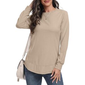 YUNDAI Sweatshirt for Women Crewneck Jumpers Fall Sweaters Ladies Winter Long Sleeve Tunic Tops, 2X-Large Camel