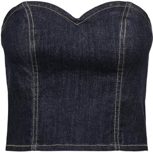 ONLY Women's Onltiki S/L DNM Rinse Corset Top Gua, Dark Denim Blue, M ONLY Women's Onltiki S/L DNM Rinse Corset Top Gua, Dark Denim Blue, M