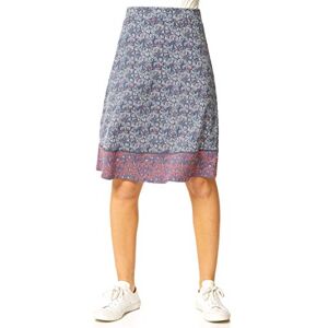 Roman Originals A-Line Skirt for Womens UK - Ladies Knee Length Skirts Stretchy Elasticated Waist Smart Casual Work Cotton Contrast Detail Shape Spring Summer Holiday - Blue - Size 20