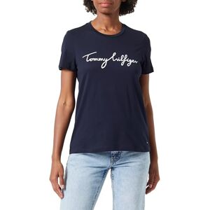Tommy Hilfiger Women's Reg C-nk Signature Tee Ss Ww0ww41674 S/S Knit Tops, Blue (Desert Sky), XS Tommy Hilfiger Women's Reg C-nk Signature Tee Ss Ww0ww41674 S/S Knit Tops, Blue (Desert Sky), XS