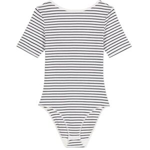 Petit Bateau Women’s A0cry Short Sleeve Bodysuit, White/Blue, XS Petit Bateau Women’s A0cry Short Sleeve Bodysuit, White/Blue, XS