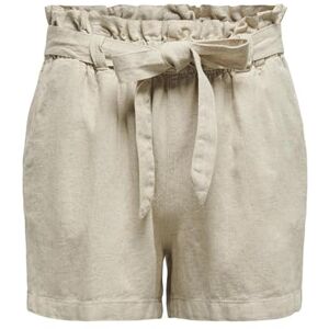 JDY Women's SAY MW Linen Shorts WVN NOOS, Oatmeal/Detail:Melange, 12 JDY Women's SAY MW Linen Shorts WVN NOOS, Oatmeal/Detail:Melange, 12