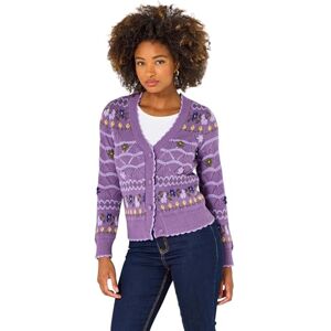 Joe Browns Women's V-Neck Floral Cardigan, Regular, Purple, UK 8 Joe Browns Women's V-Neck Floral Cardigan, Regular, Purple, UK 8