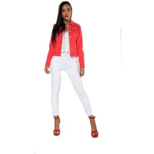 Charcoal Fashion Women's New Casual Stretch Classic 5 Pockets Short Length Denim Jacket-Red-M