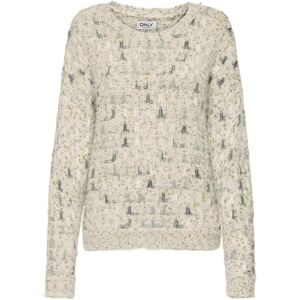 ONLY Women's ONLSTELLA LS O-Neck KNT Pullover Sweater, Birch/Detail:Blue/Gold Glitter, L ONLY Women's ONLSTELLA LS O-Neck KNT Pullover Sweater, Birch/Detail:Blue/Gold Glitter, L
