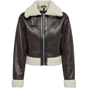 ONLY Women's Onlbetty Faux Suede Bonded Aviator OTW Imitation Leather Jacket, Mole/Detail: Humus, L ONLY Women's Onlbetty Faux Suede Bonded Aviator OTW Imitation Leather Jacket, Mole/Detail: Humus, L