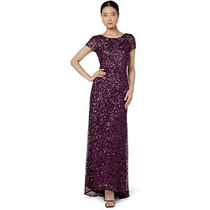 Adrianna Papell Women's Short-Sleeve All Over Sequin Gown Special Occasion Dress, Cabernet, 18 Adrianna Papell Women's Short-Sleeve All Over Sequin Gown Special Occasion Dress, Cabernet, 18