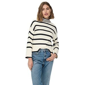 ONLY Women's Onlibi L/S Higneck Pullover CC KNT Sweater, Whitecap Grey/Stripes: White/Melange/Black, L ONLY Women's Onlibi L/S Higneck Pullover CC KNT Sweater, Whitecap Grey/Stripes: White/Melange/Black, L