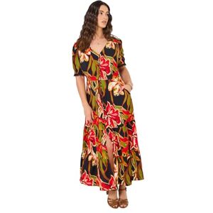 Joe Browns Women's V Neck Bold Floral Print Maxi Dress, Relaxed, Black, UK 24 Joe Browns Women's V Neck Bold Floral Print Maxi Dress, Relaxed, Black, UK 24