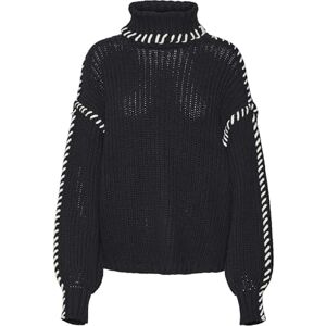 VERO MODA Women's Vmnewcream Ls Rollneck Pullover Boo Knitted Jumper, Black/Detail: w. Birch, XL VERO MODA Women's Vmnewcream Ls Rollneck Pullover Boo Knitted Jumper, Black/Detail: w. Birch, XL