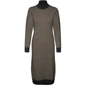VERO MODA Women's Vmaria Art Ls-Vestido Pantorrilla de Cuello Alto Dress, Black/Detail:w. Silver Mink Graphic Print, XS VERO MODA Women's Vmaria Art Ls-Vestido Pantorrilla de Cuello Alto Dress, Black/Detail:w. Silver Mink Graphic Print, XS