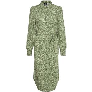 VERO MODA Women's Vmsara LS Calf Shirt Dress WVN, Reseda/AOP:sara, S VERO MODA Women's Vmsara LS Calf Shirt Dress WVN, Reseda/AOP:sara, S