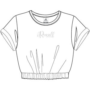 Russell Athletic A21351-UW-001 SS Cropped Elasticated TOP T-Shirt Women's White Size L Russell Athletic A21351-UW-001 SS Cropped Elasticated TOP T-Shirt Women's White Size L