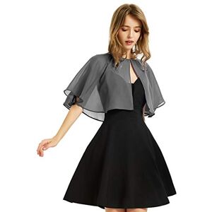 BUCUXE XinQi Women's Soft Chiffon Shawl Wraps Shrug for Evening Dress Wedding Cape Bolero Flapper Cover Up, Dark Gray, One Size BUCUXE XinQi Women's Soft Chiffon Shawl Wraps Shrug for Evening Dress Wedding Cape Bolero Flapper Cover Up, Dark Gray, One Size