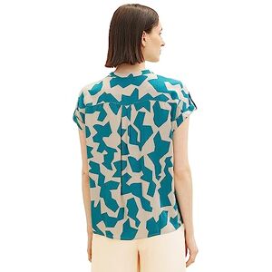 TOM TAILOR Women's 1036709 Blouse, 32146 Petrol Big Abstract Design, 32 TOM TAILOR Women's 1036709 Blouse, 32146 Petrol Big Abstract Design, 32