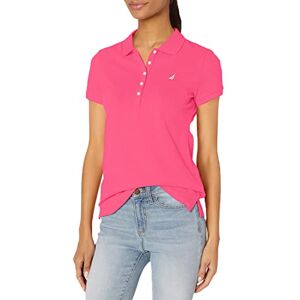 Nautica Women's 5-Button Short Sleeve Breathable 100% Cotton Polo Shirt, Leis Pink, L Nautica Women's 5-Button Short Sleeve Breathable 100% Cotton Polo Shirt, Leis Pink, L