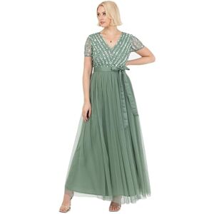 Maya Deluxe Maxi Dress for Women Ladies Braidesmaid V-Neck Ball Gown Short Sleeves Long Elegant Empire Waist with Belt Deep Mint Size 24 Maya Deluxe Maxi Dress for Women Ladies Braidesmaid V-Neck Ball Gown Short Sleeves Long Elegant Empire Waist with Belt Deep Mint Size 24