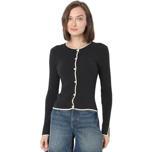 VERO MODA Women's Vmjoan Ls O-Neck Button Cardigan Boo Sweater, Black/Detail: w. Birch Contrast, M VERO MODA Women's Vmjoan Ls O-Neck Button Cardigan Boo Sweater, Black/Detail: w. Birch Contrast, M